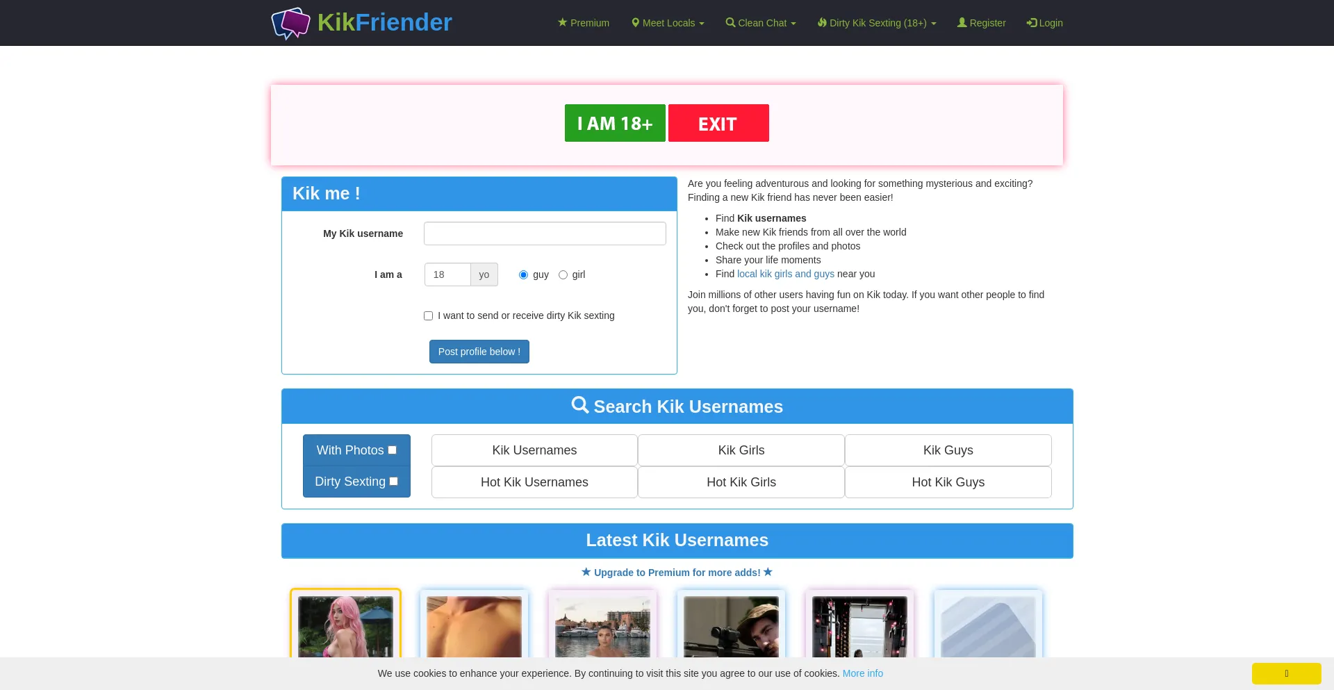 Website screenshot of Kikfriender.com