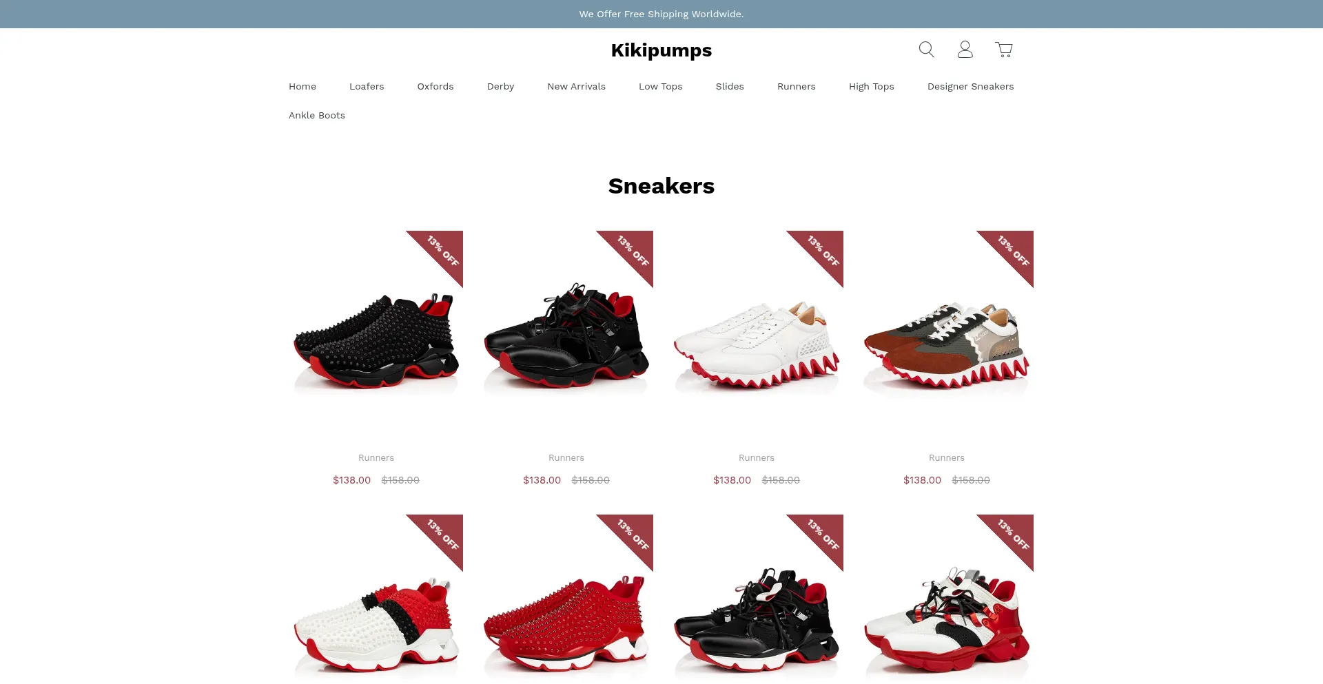 Website screenshot of Kikipumps.com