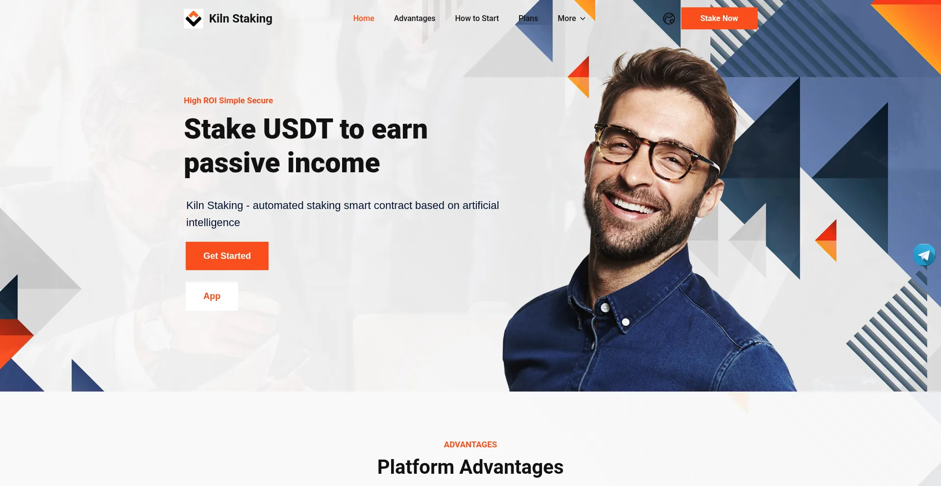 Website screenshot of Kilnstaking.money
