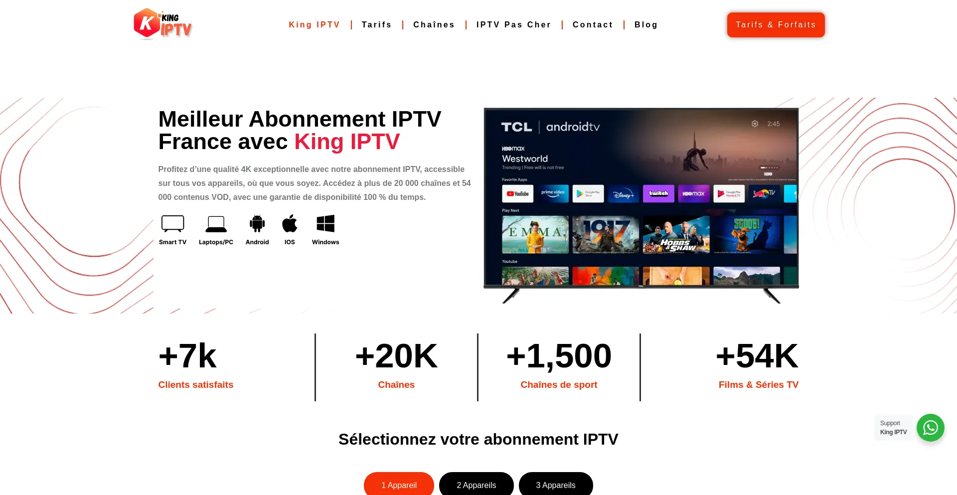 Website screenshot of Kingiptvfr.fr