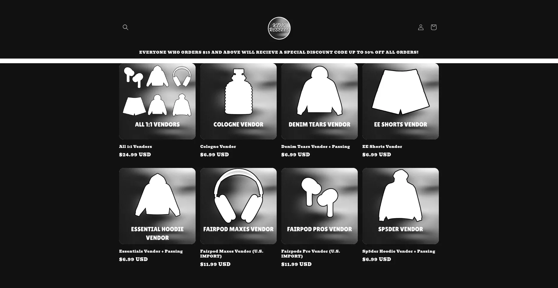 Website screenshot of Kingresells.us