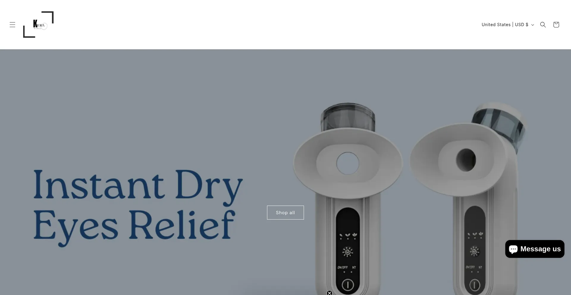 Website screenshot of Kioraworld.com