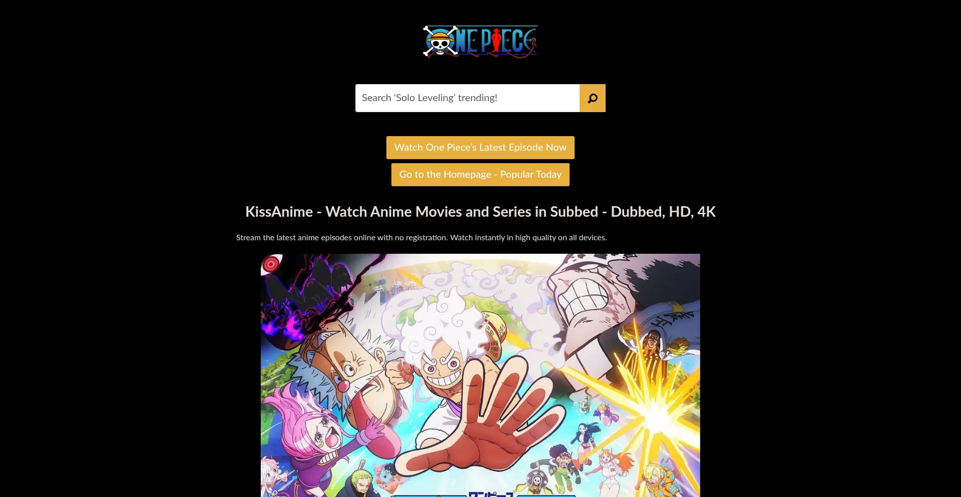 Website screenshot of Kissanime.biz
