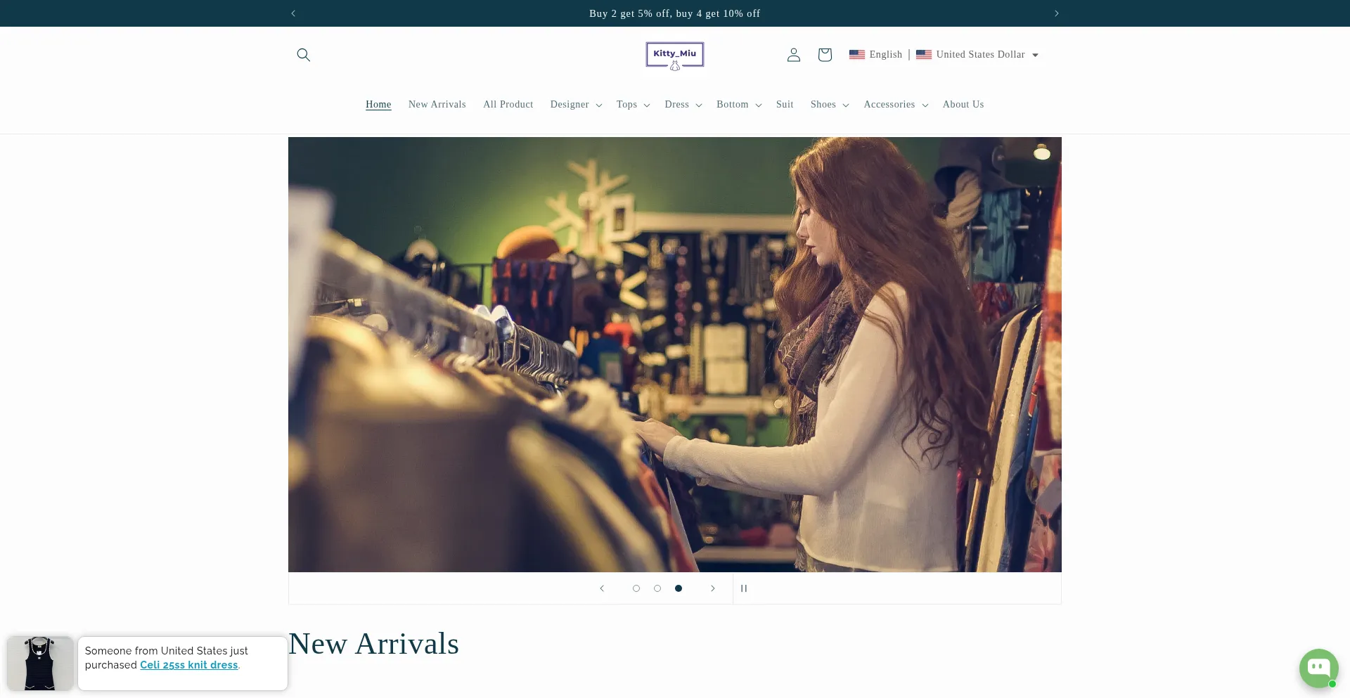Website screenshot of Kittymiu.shop