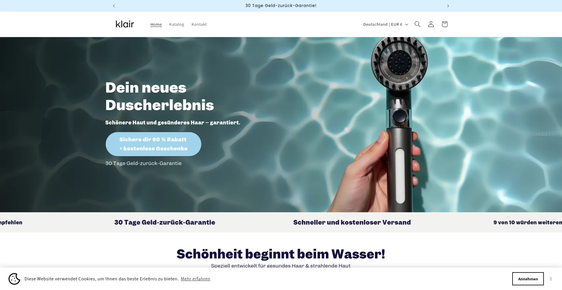 Klair-shop.de Screenshot