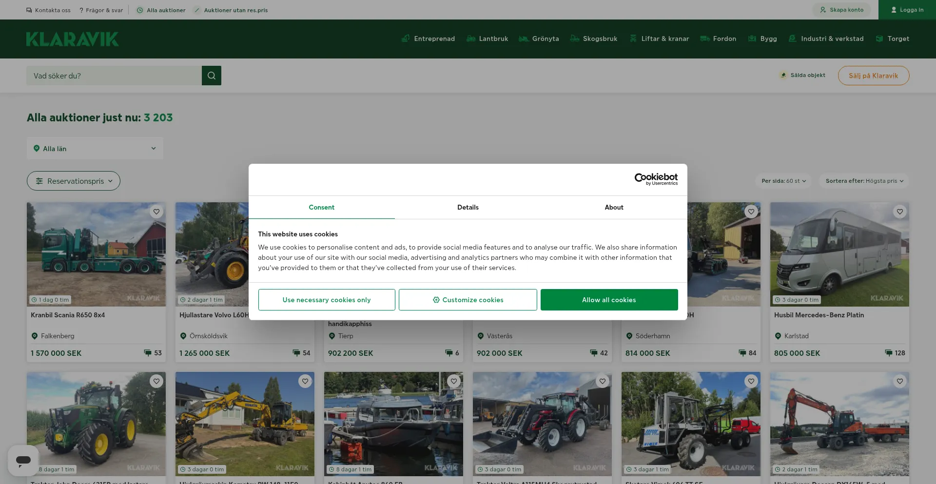 Website screenshot of Klaravik.se