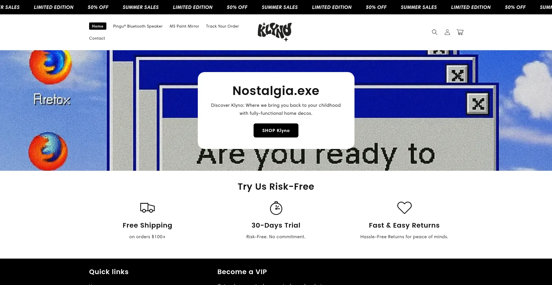 Website screenshot of Klyno.shop