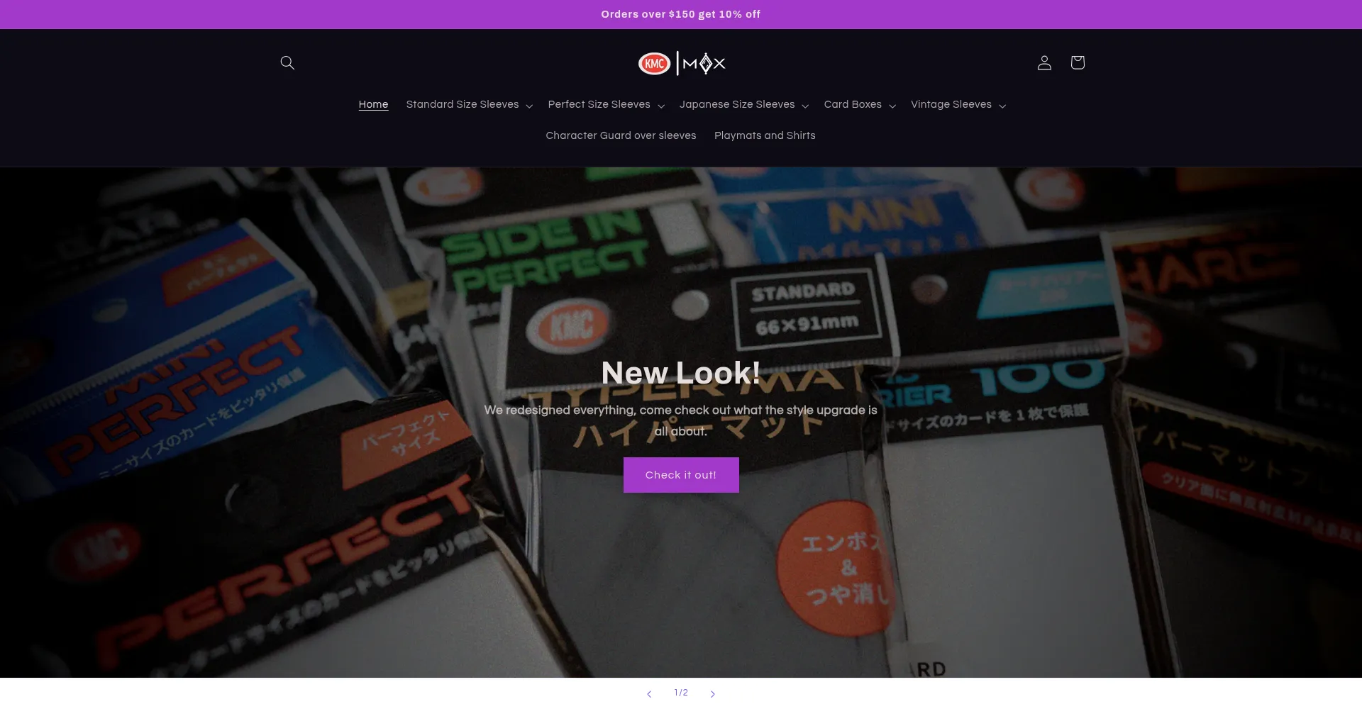 Website screenshot of Kmcsleeves.com