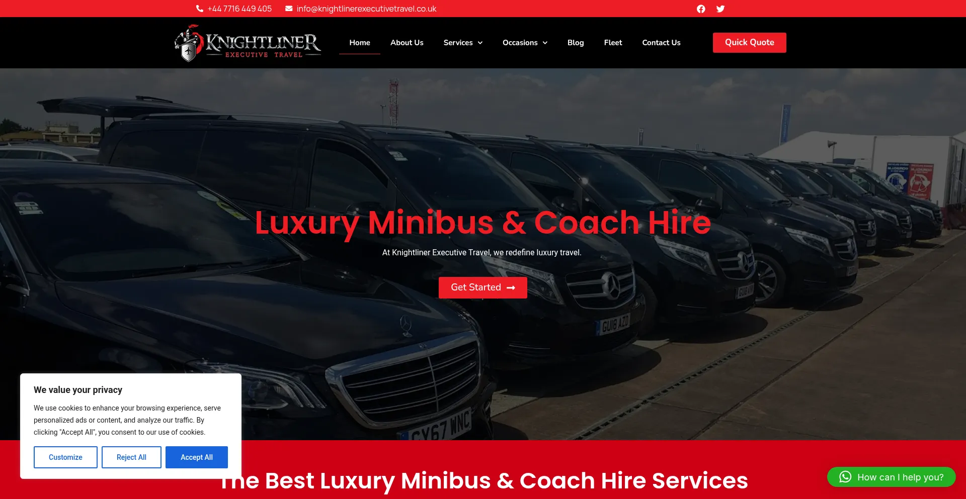 Website screenshot of Knightlinerexecutivetravel.co.uk