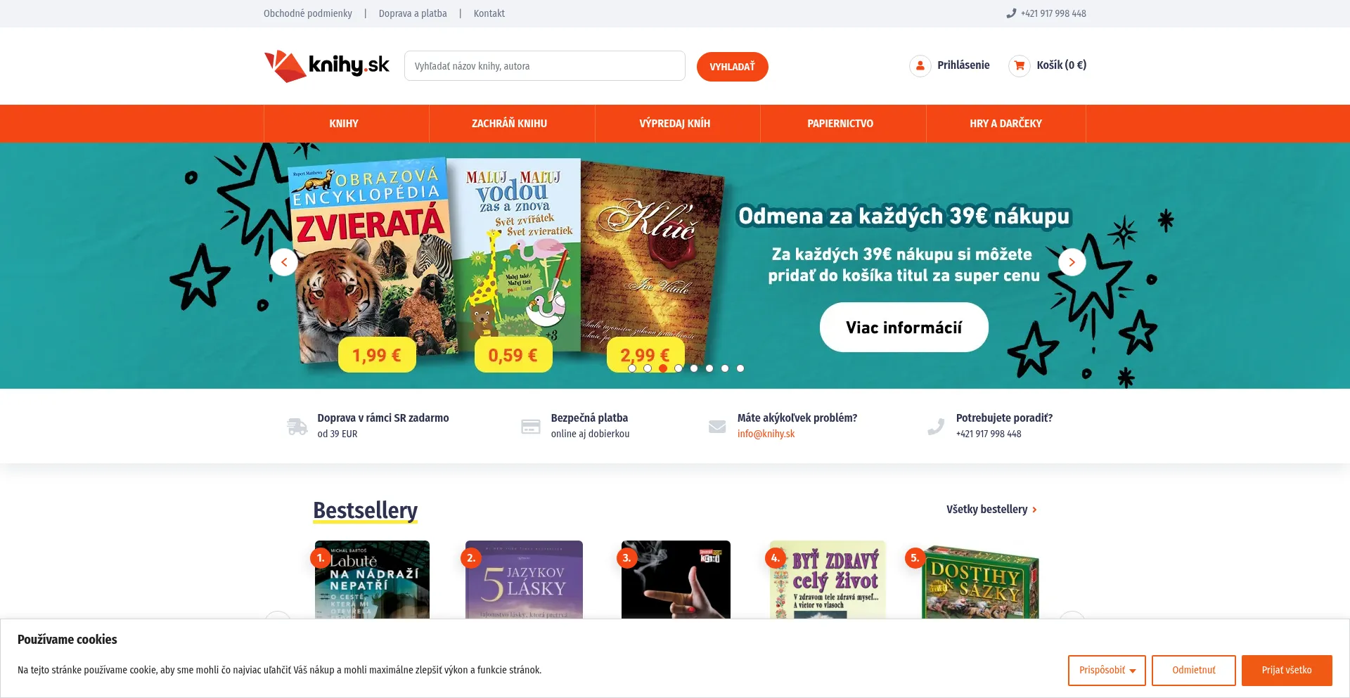 Website screenshot of Knihy.sk