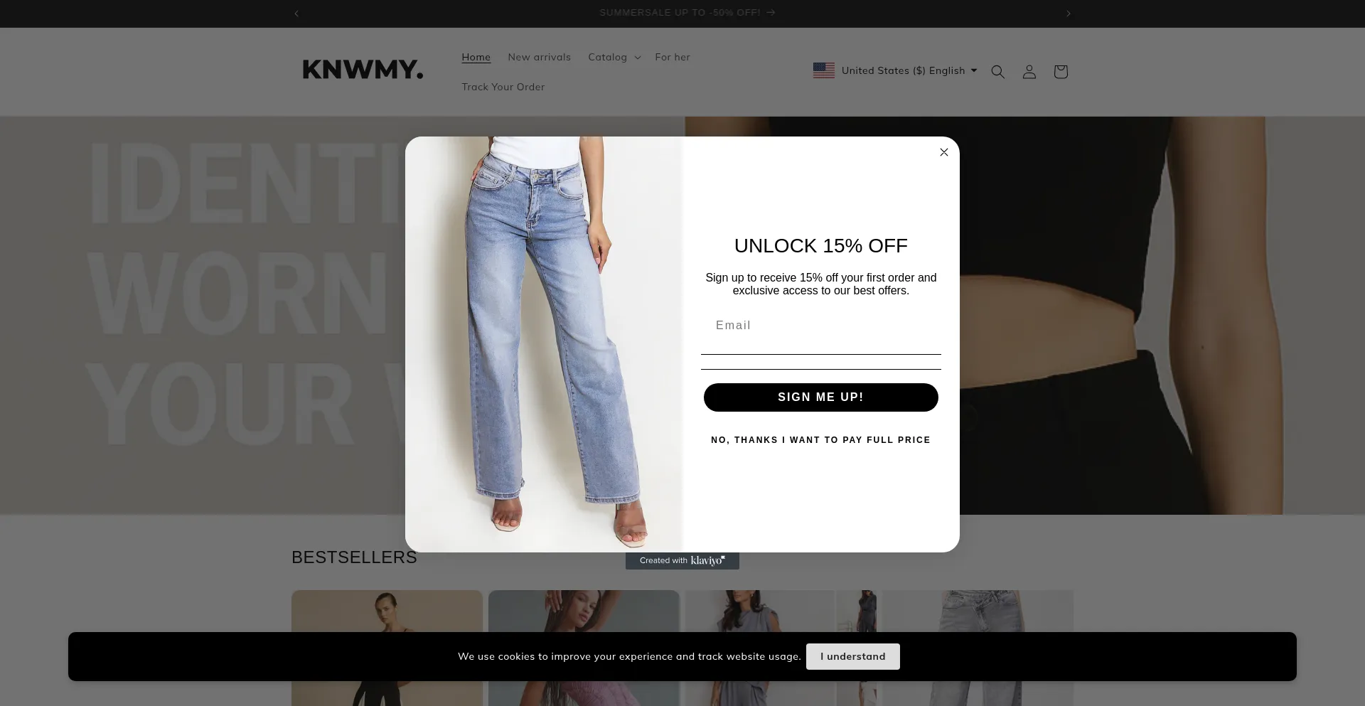 Website screenshot of Knwmy.com