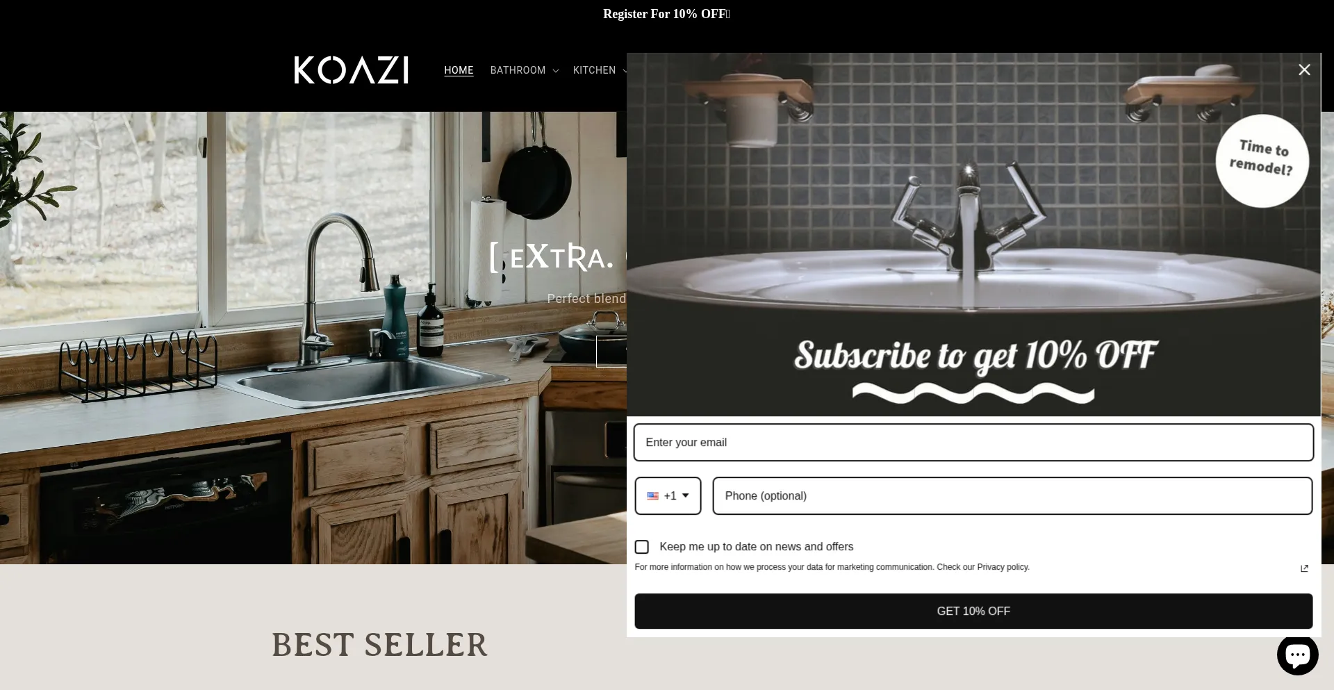 Website screenshot of Koazi.com
