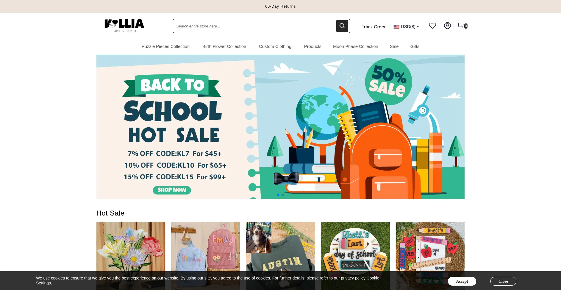 Website screenshot of Kollia.com