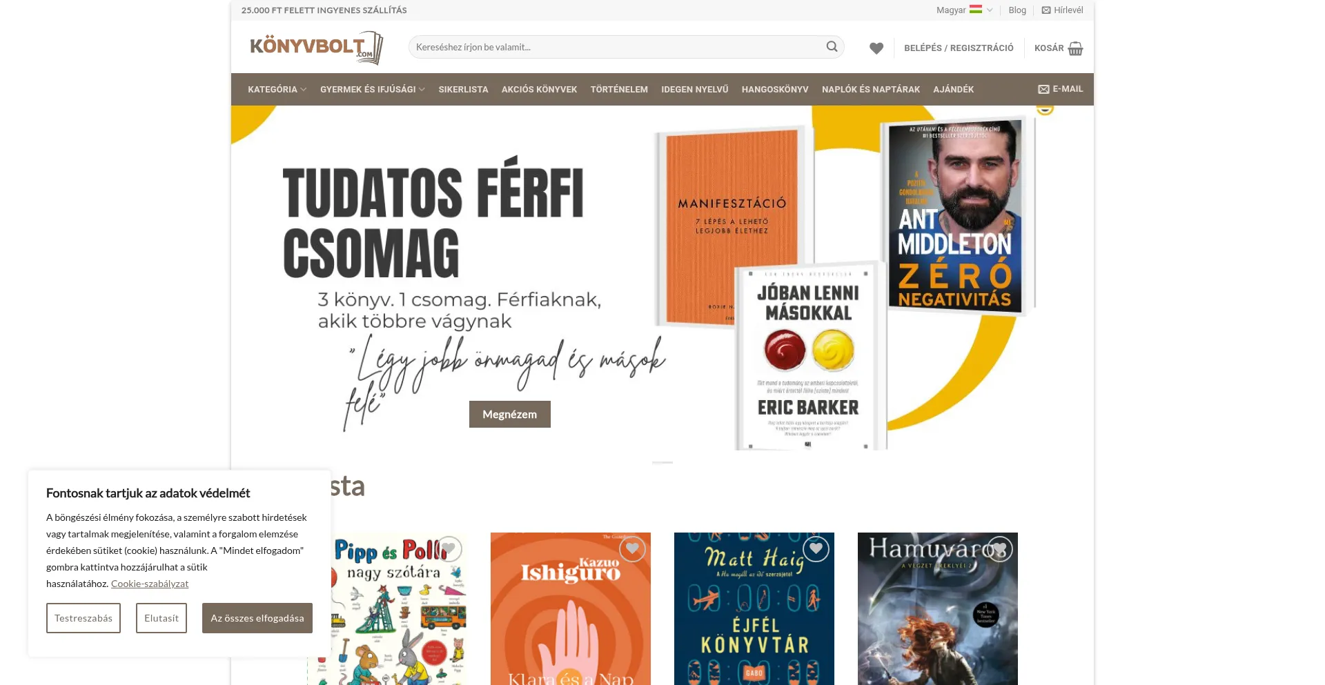 Website screenshot of Konyvbolt.com