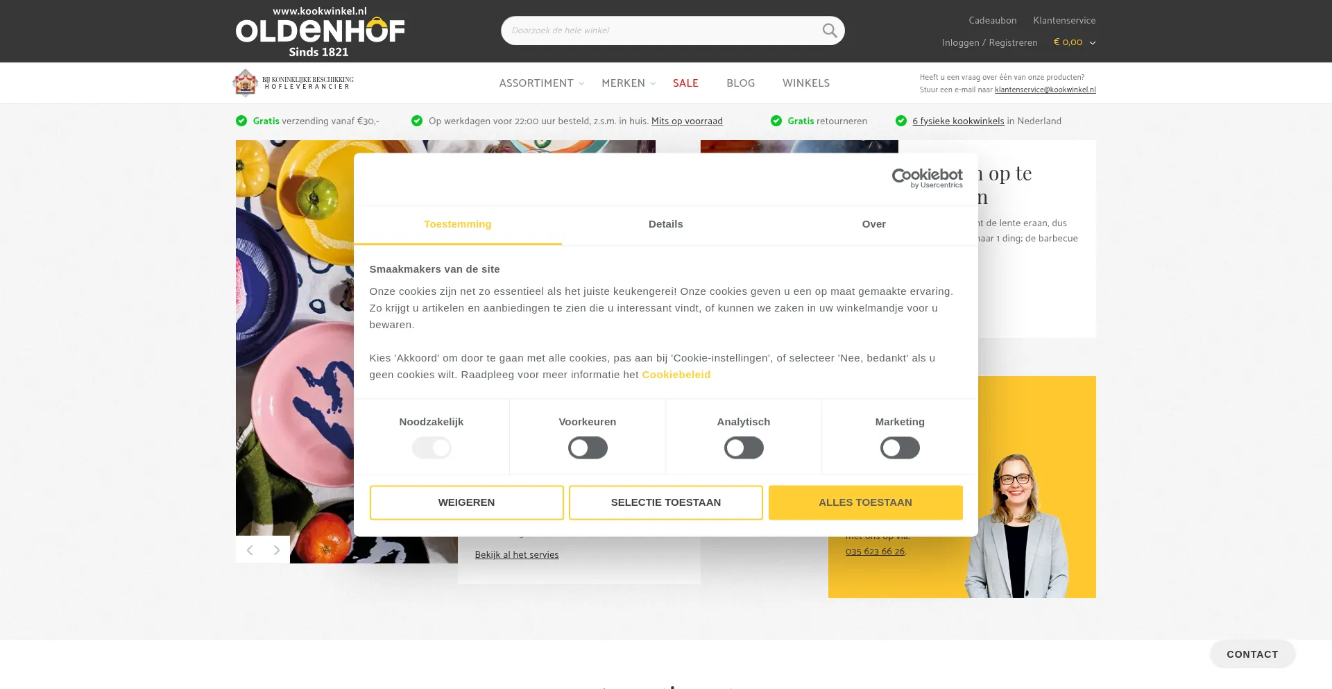 Website screenshot of Kookwinkel.nl