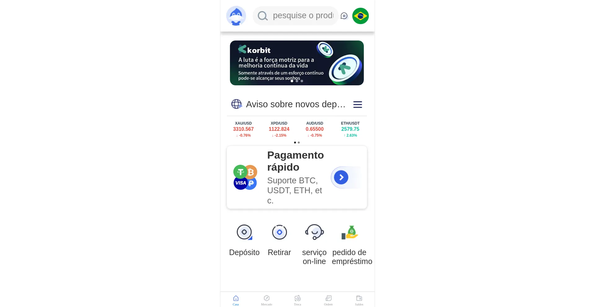 Website screenshot of Korbitok.com