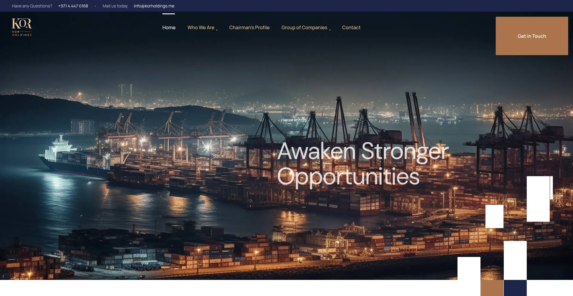 Website screenshot of Korholdings.me