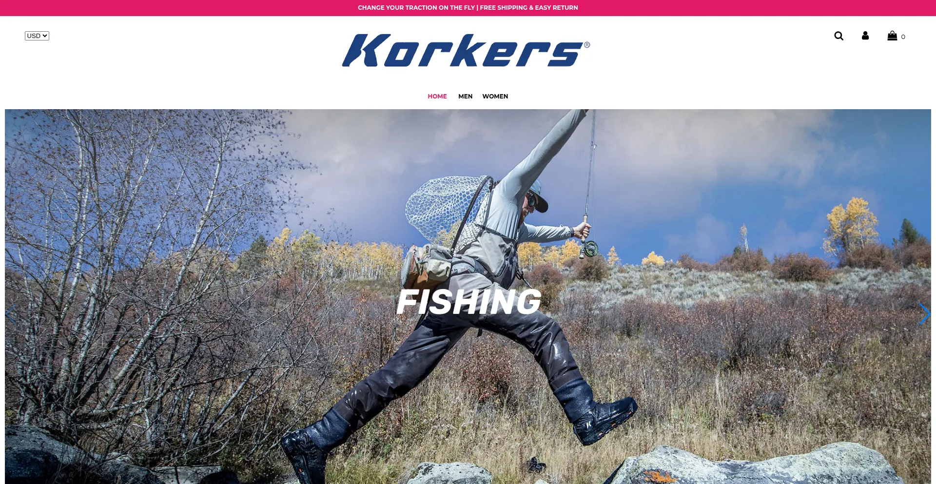 Website screenshot of Korkers-boots.com