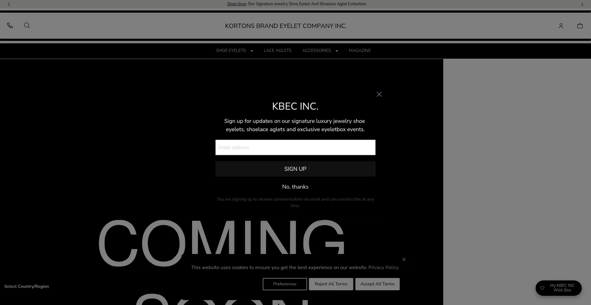 Website screenshot of Kortons.com
