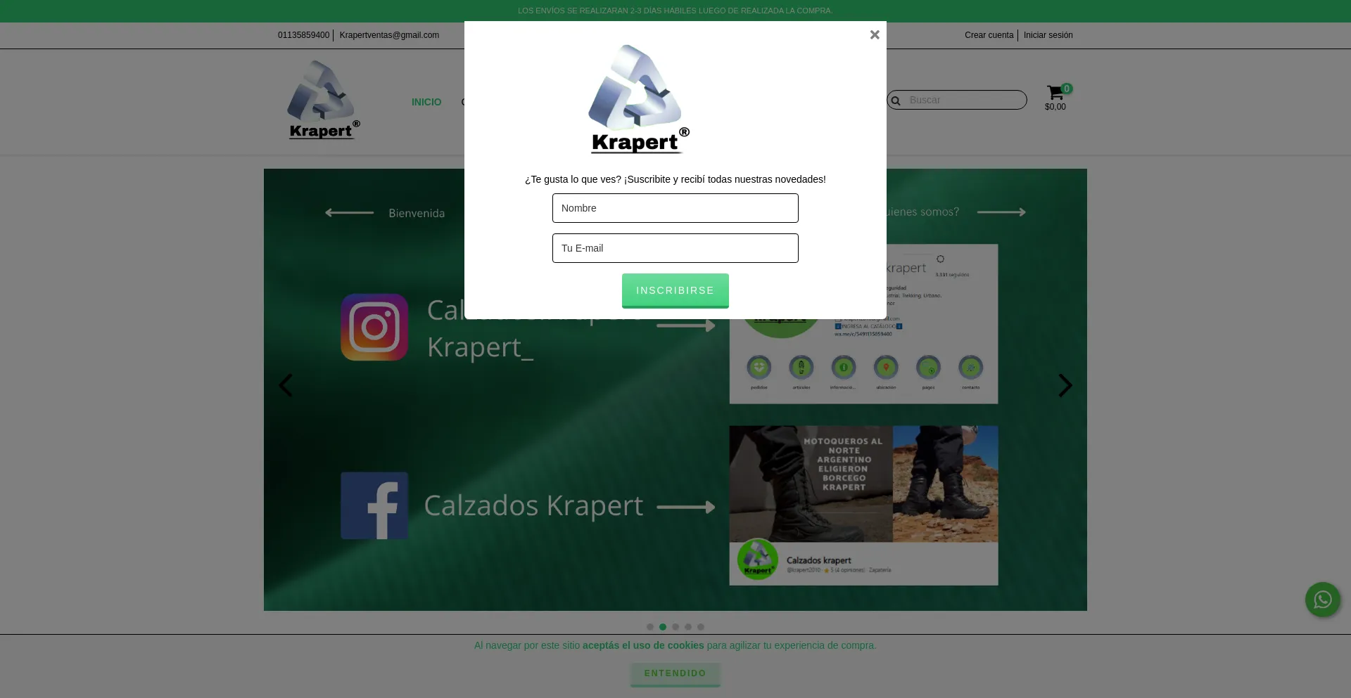 Website screenshot of Krapert.com.ar