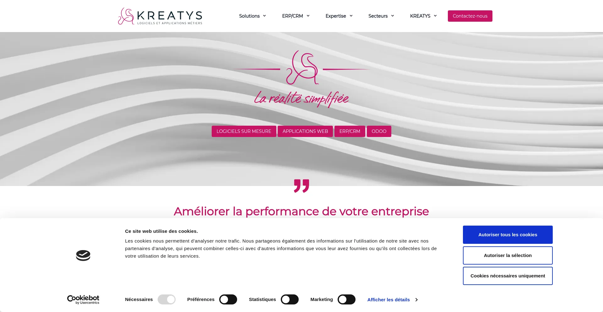 Website screenshot of Kreatys.com