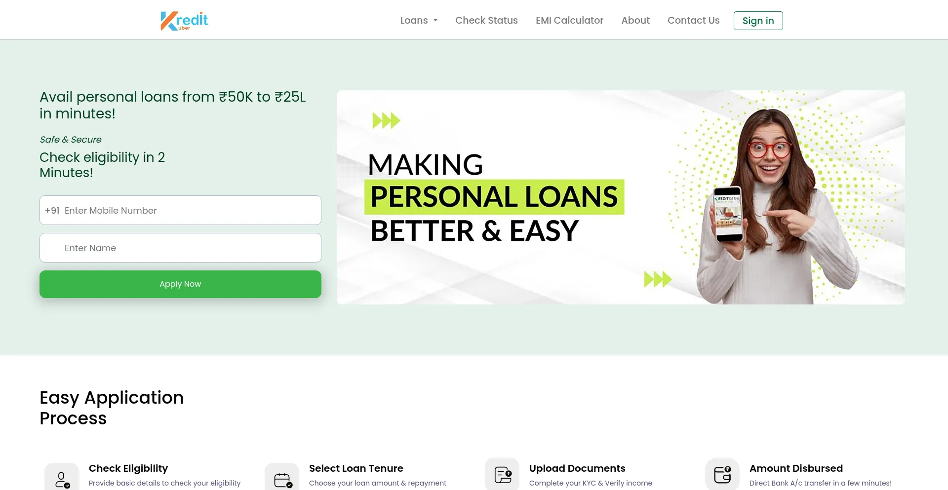 Website screenshot of Kreditkuber.com
