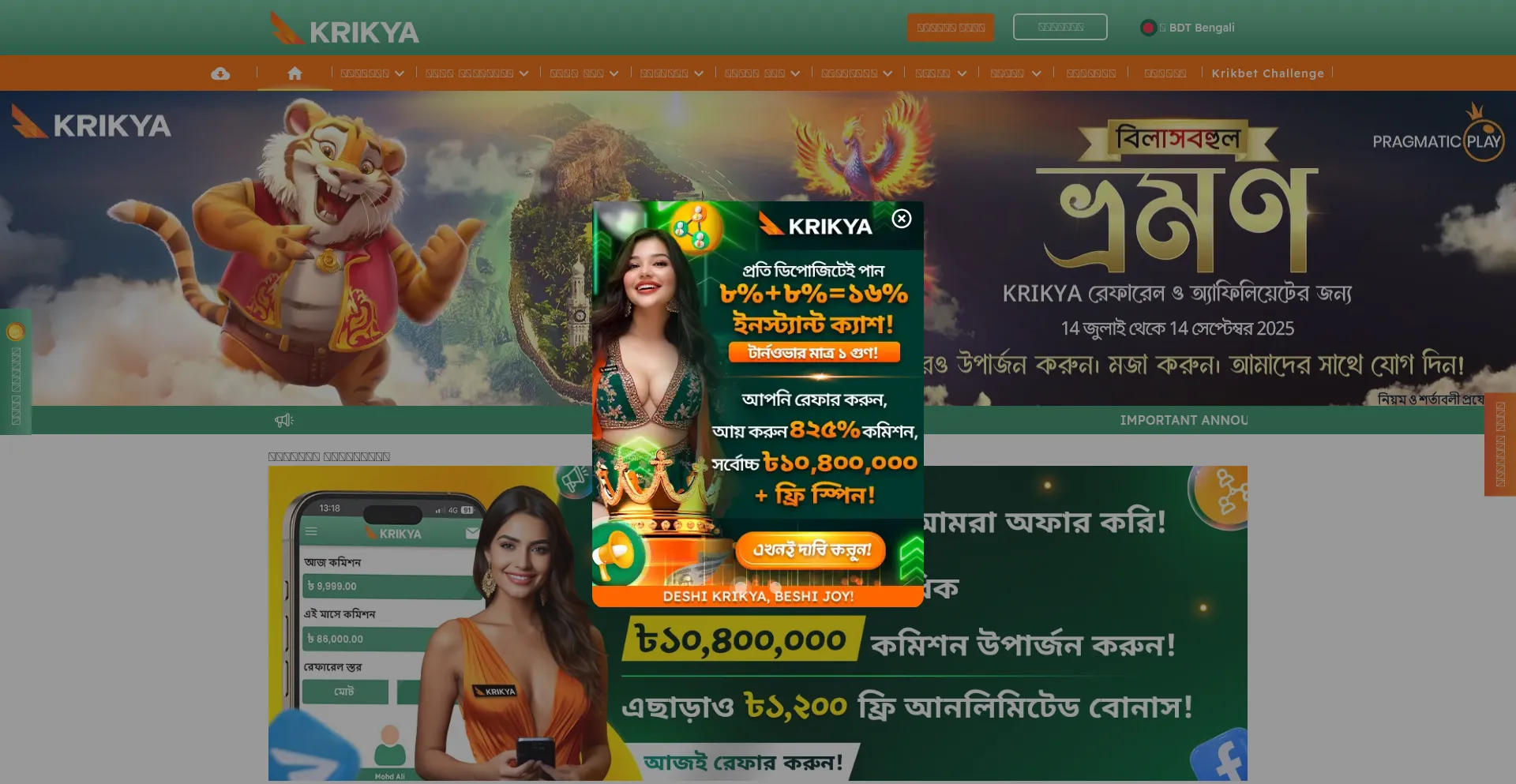 Website screenshot of Krikya.com