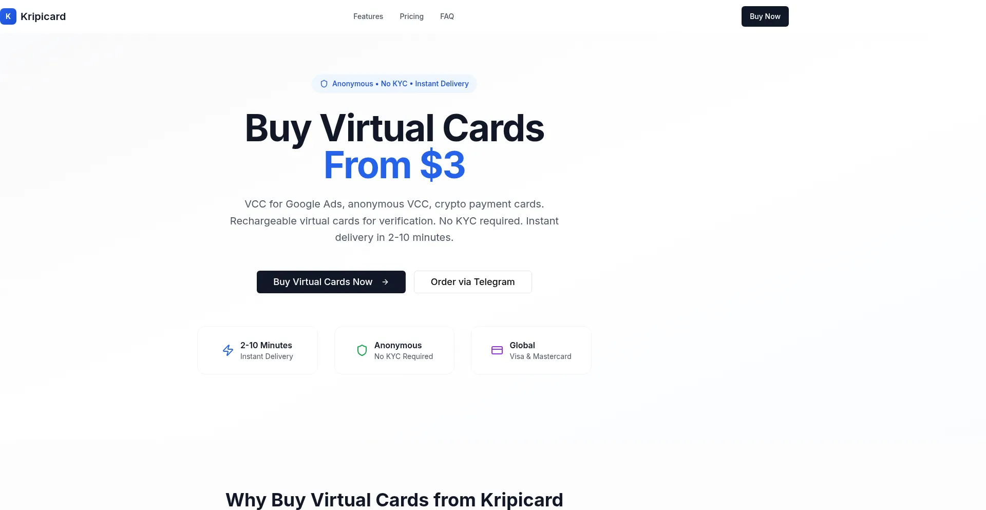 Website screenshot of Kripicard.com