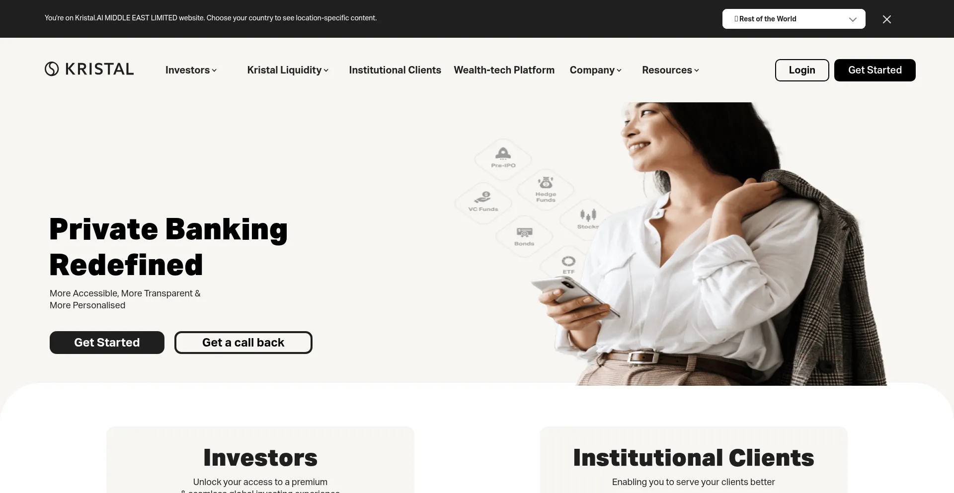 Website screenshot of Kristal.ai