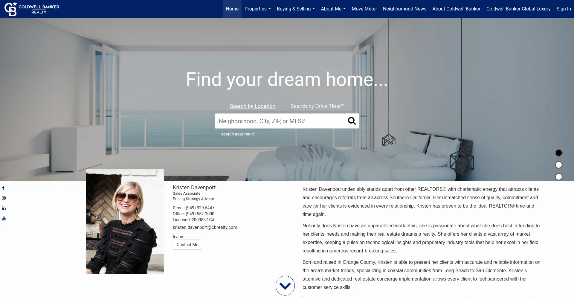 Website screenshot of Kristendavenportre.com