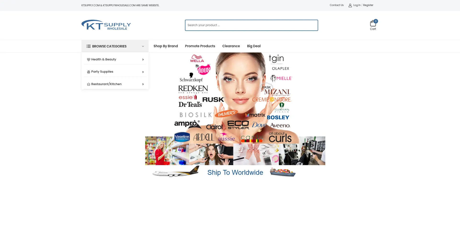 Website screenshot of Ktsupplywholesale.com