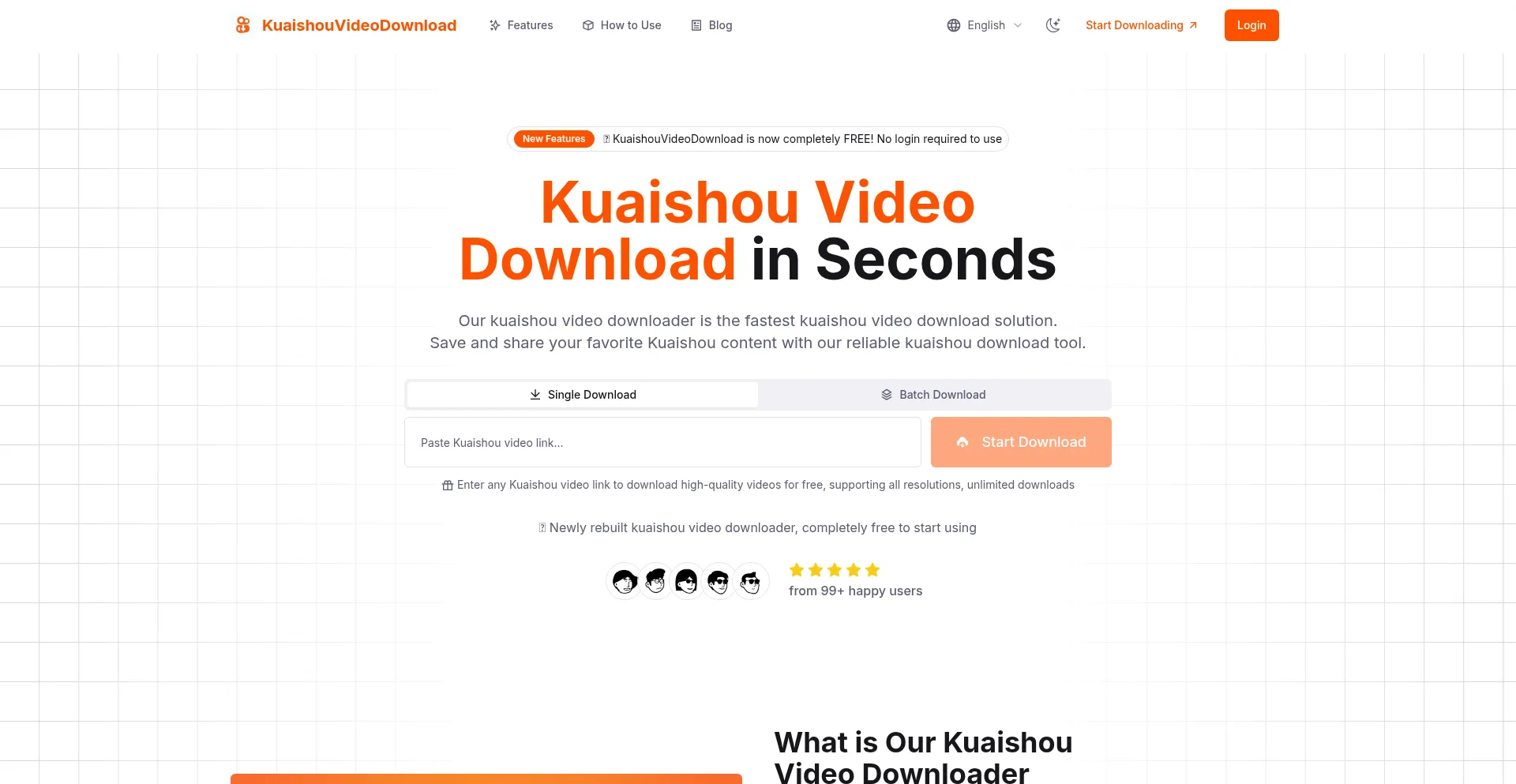 Website screenshot of Kuaishou-video-download.com