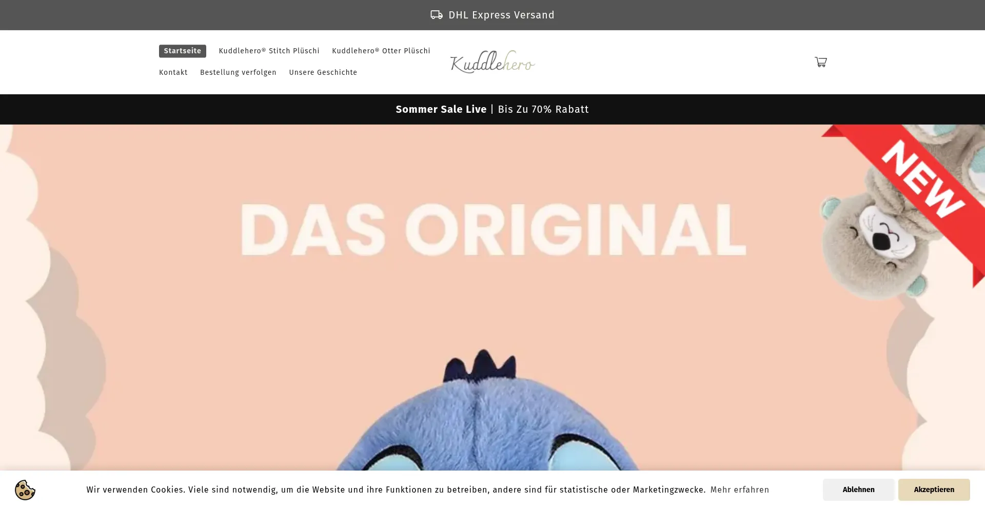 Website screenshot of Kuddlehero.com