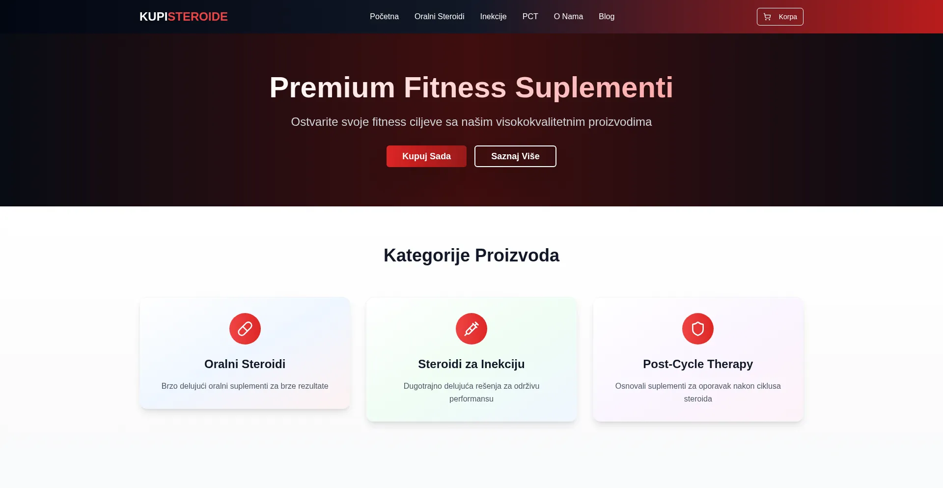 Website screenshot of Kupisteroide.com