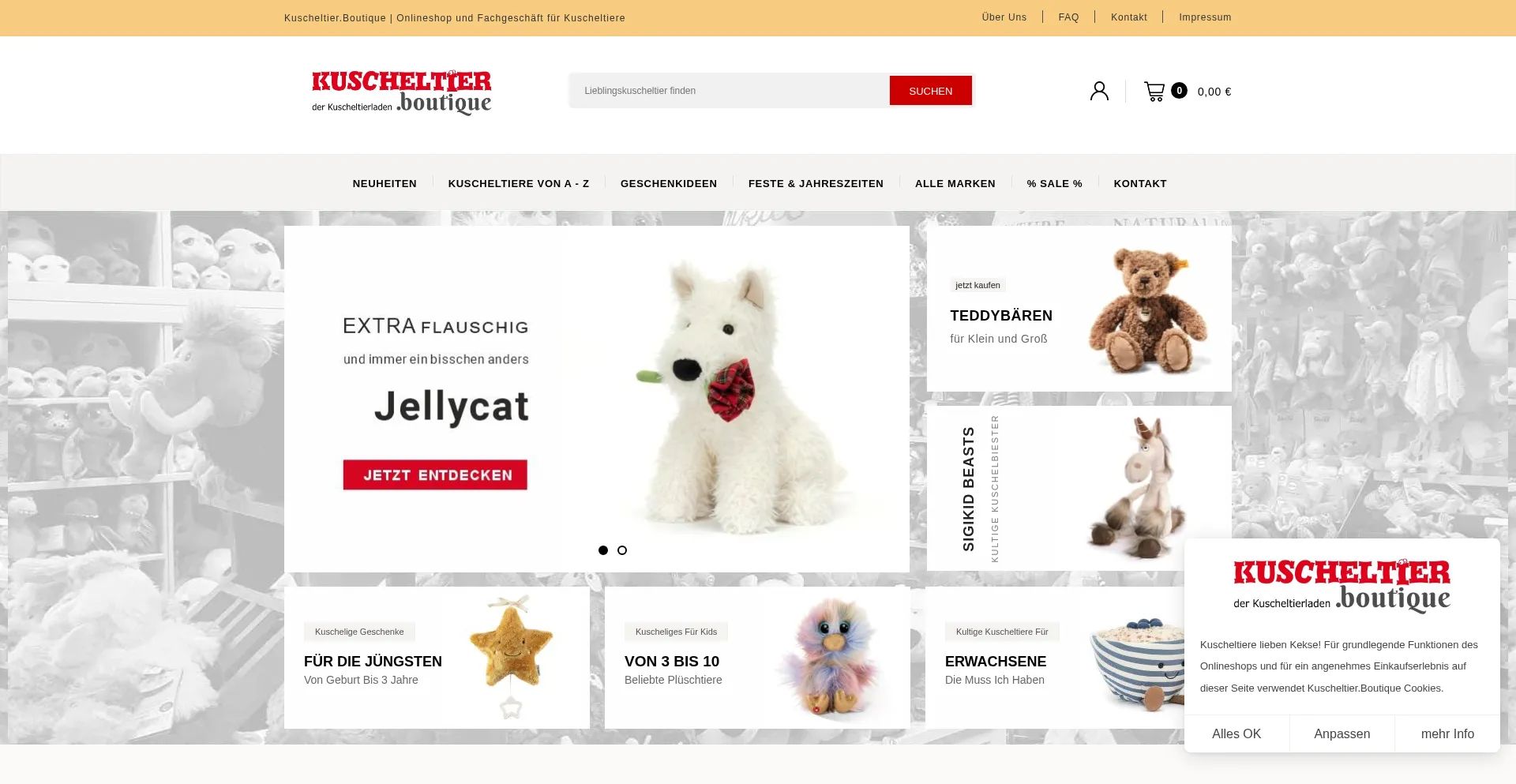 Website screenshot of Kuscheltier.boutique