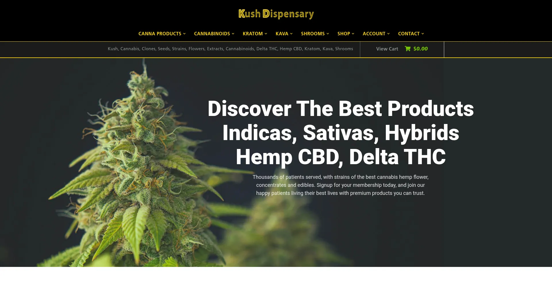 Website screenshot of Kushdispensary.com