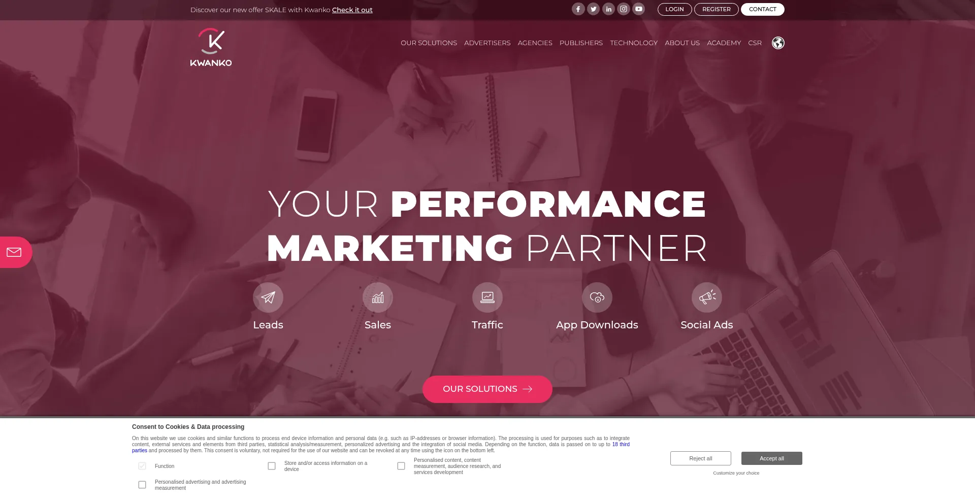 Website screenshot of Kwanko.com