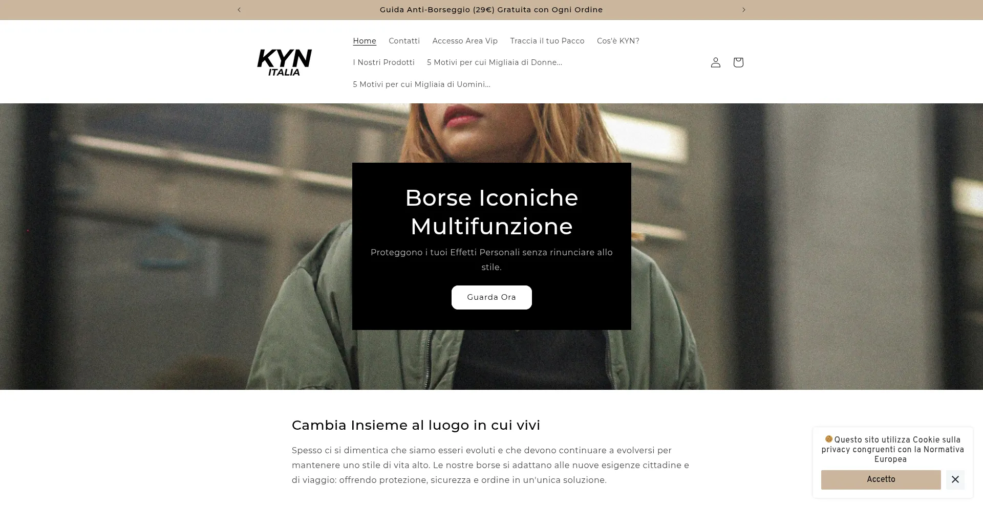 Website screenshot of Kyn-italia.com