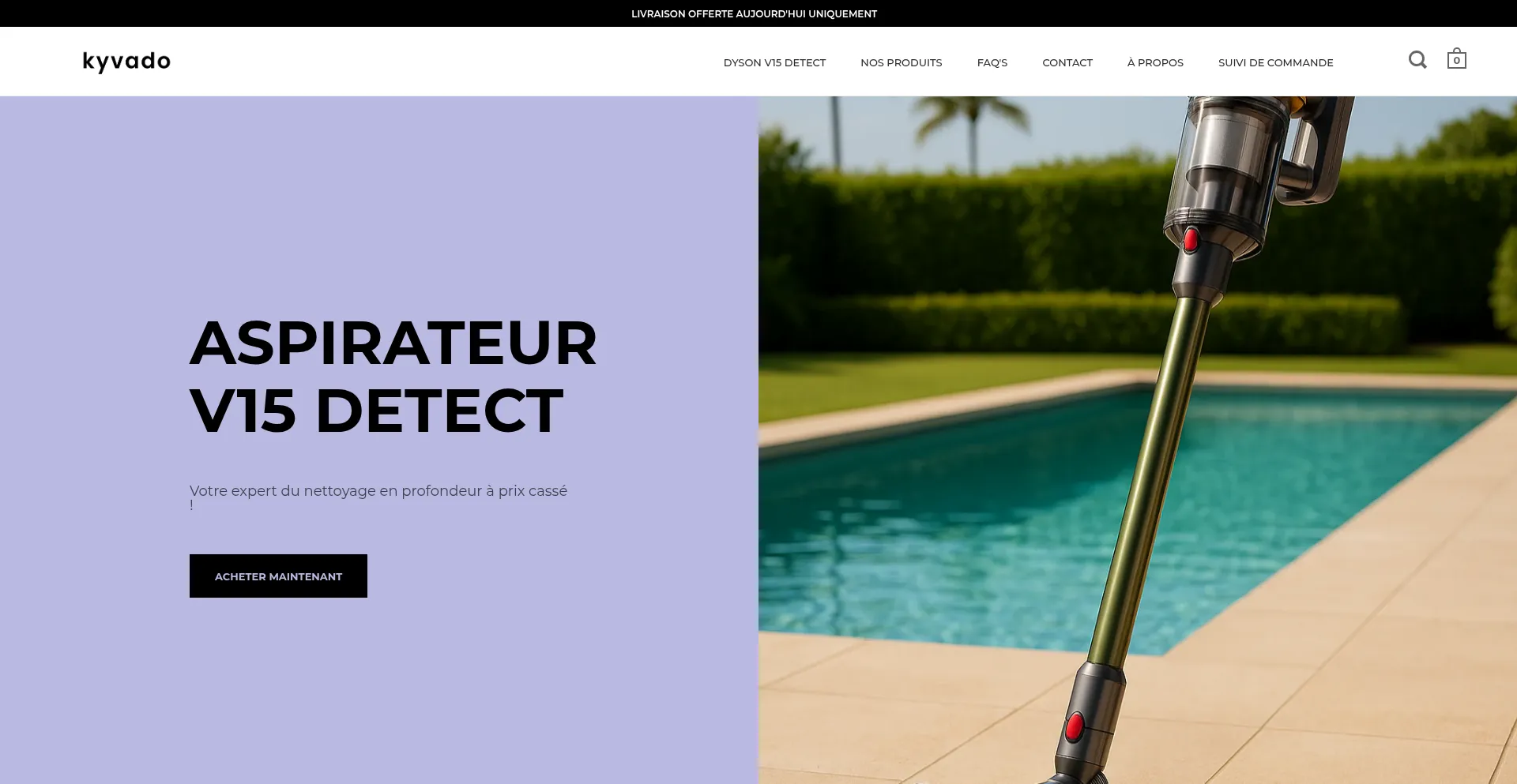 Website screenshot of Kyvado.com