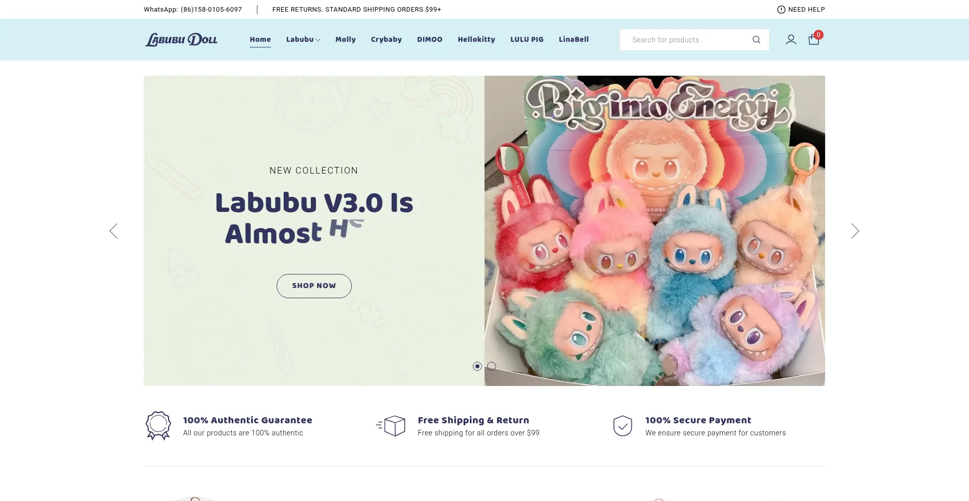 Website screenshot of Labubudoll.net