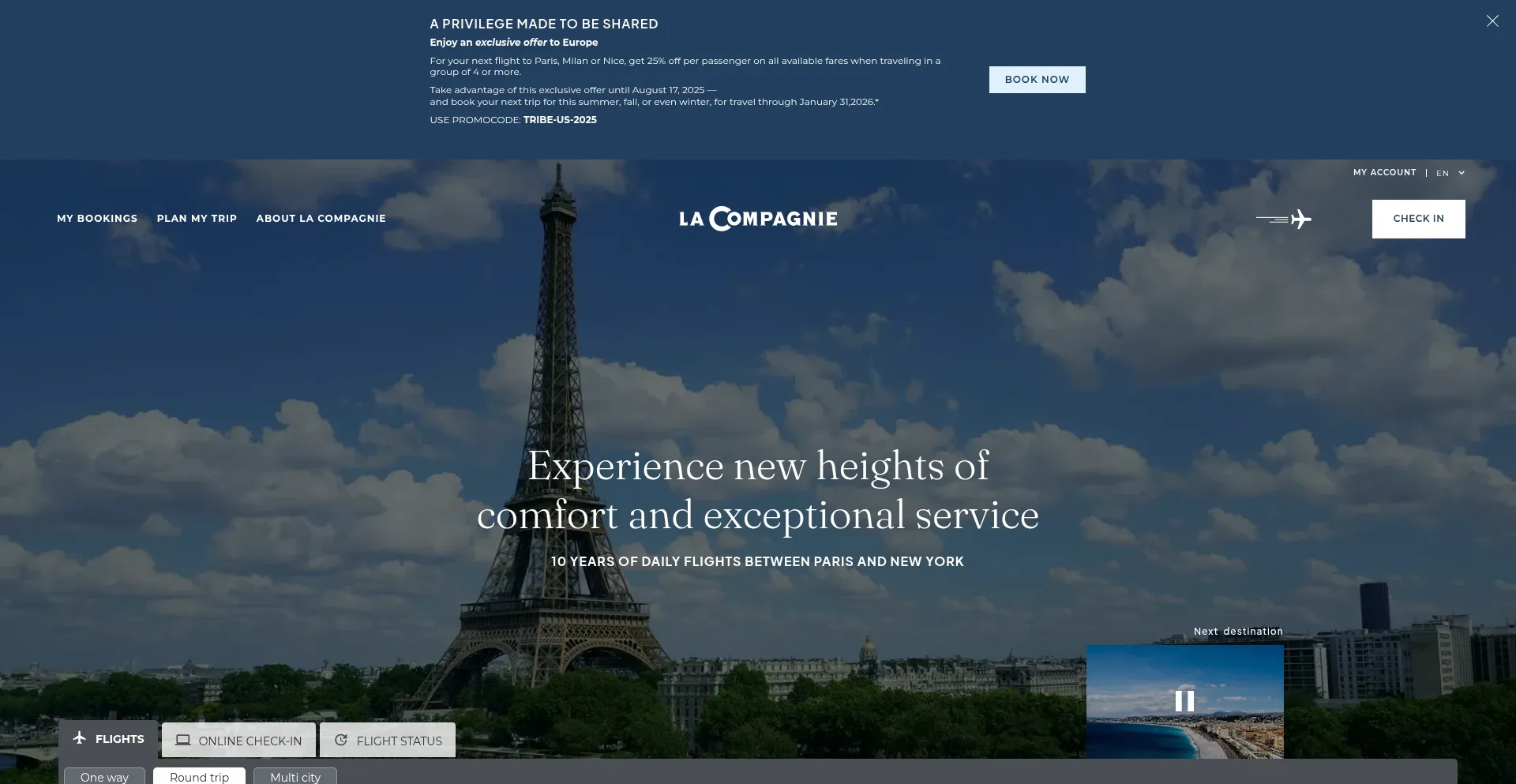 Website screenshot of Lacompagnie.com