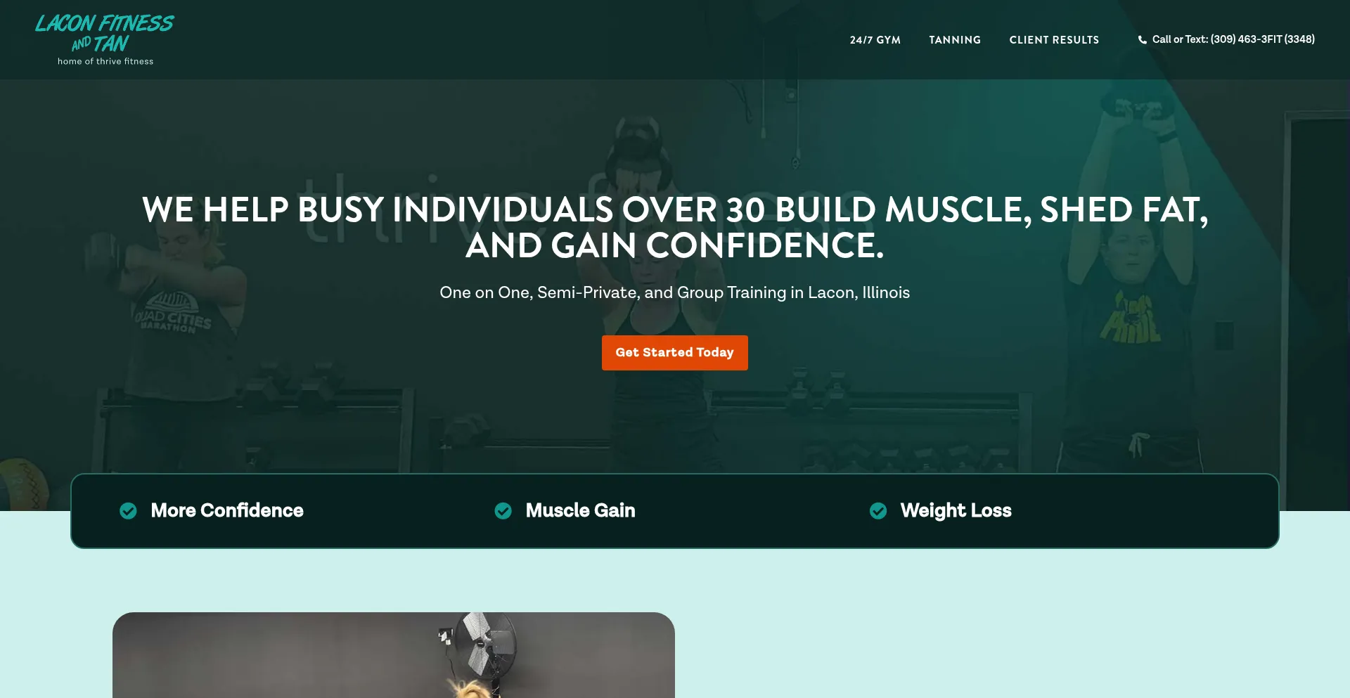 Website screenshot of Laconfitnessandtan.com