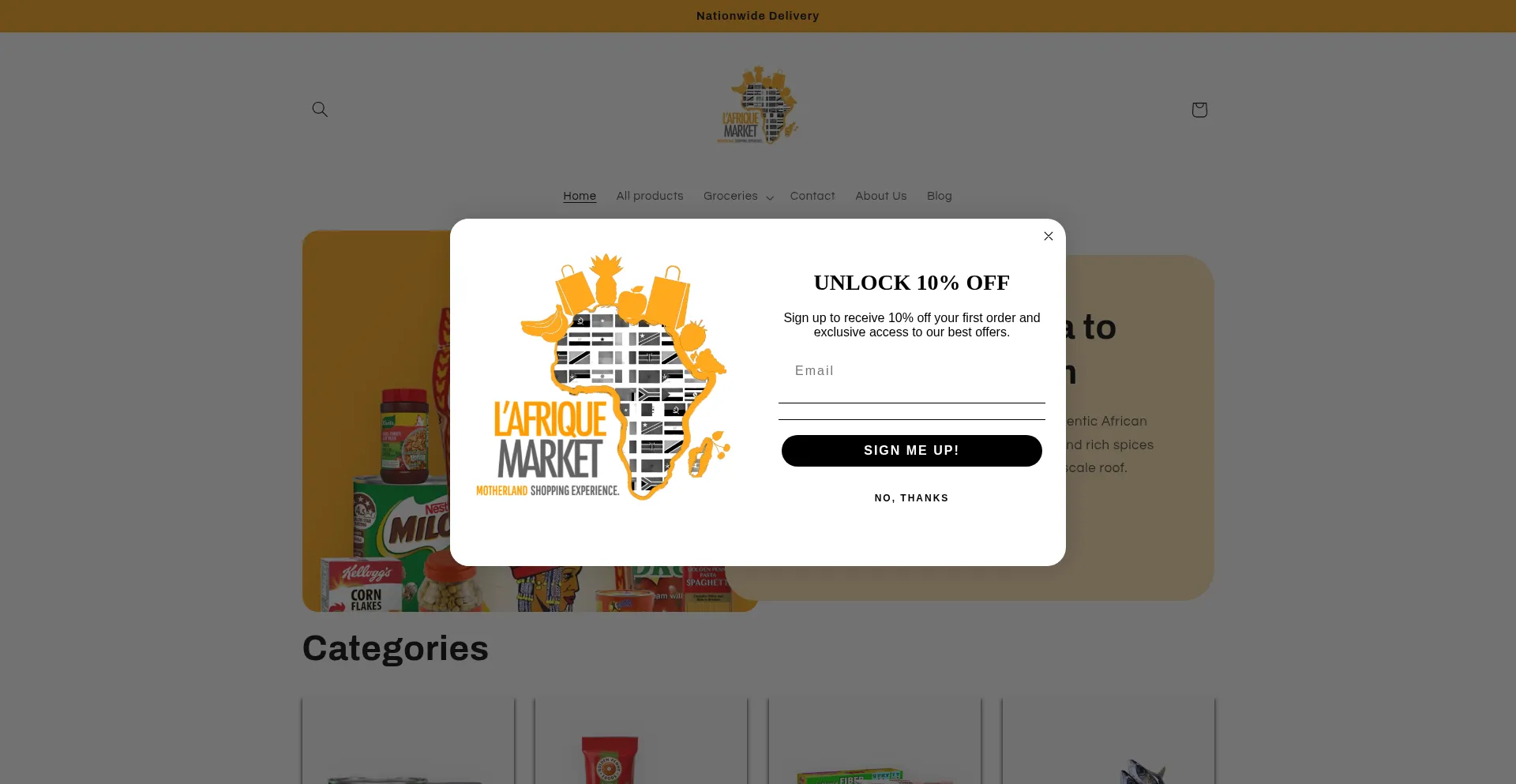 Website screenshot of Lafriquemarket.com
