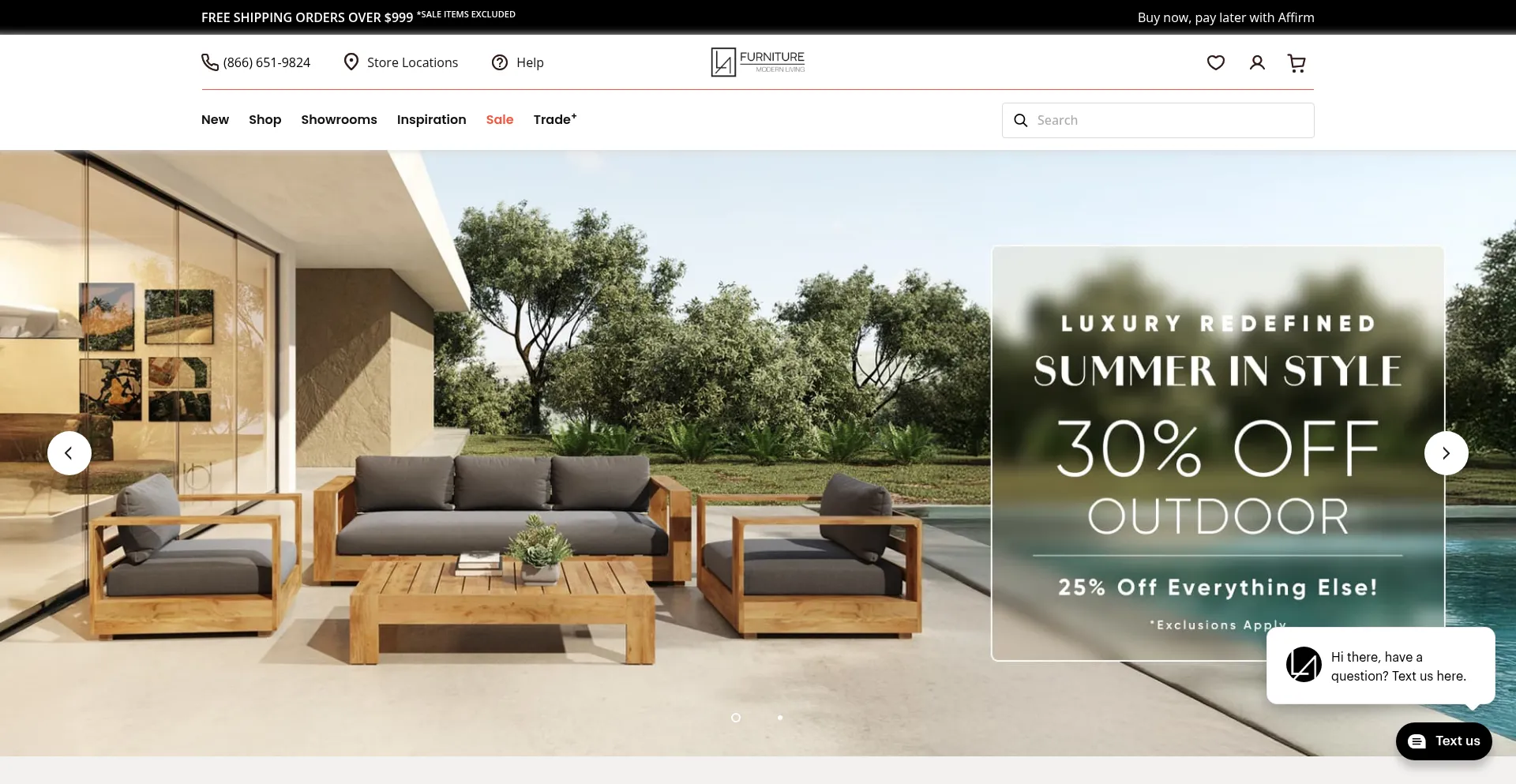 Website screenshot of Lafurniturestore.com