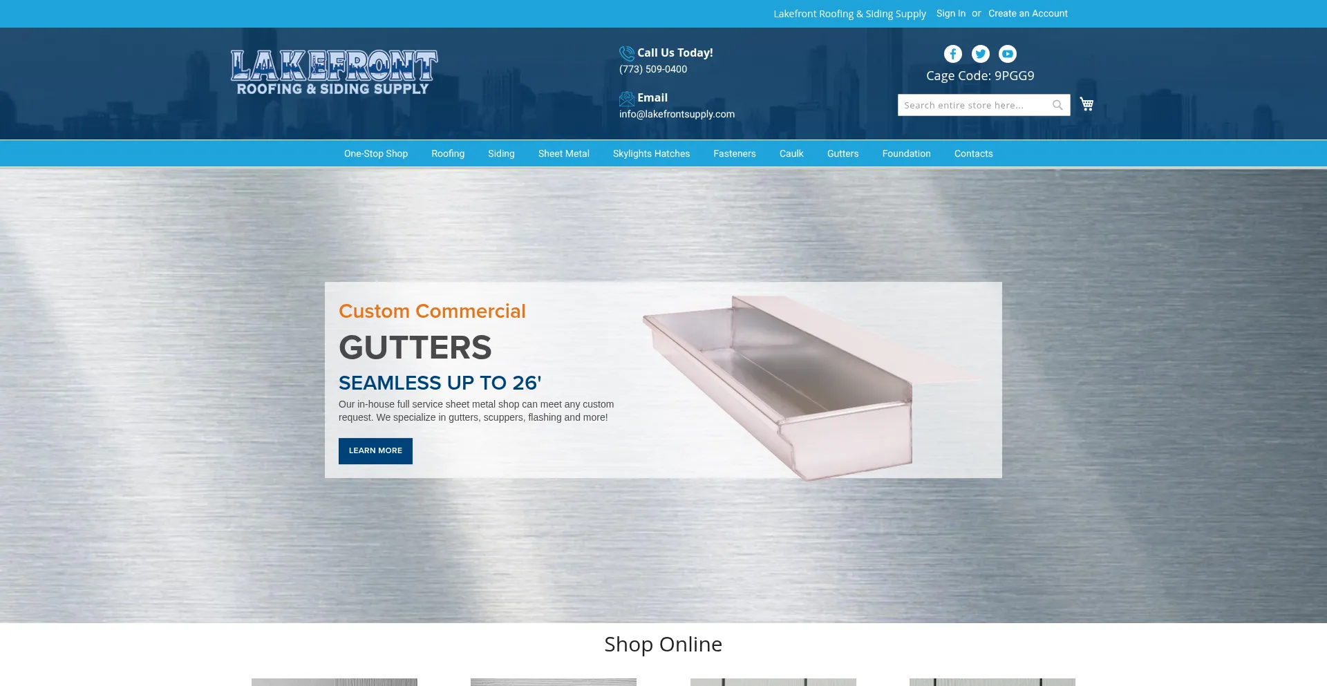 Website screenshot of Lakefrontsupply.com