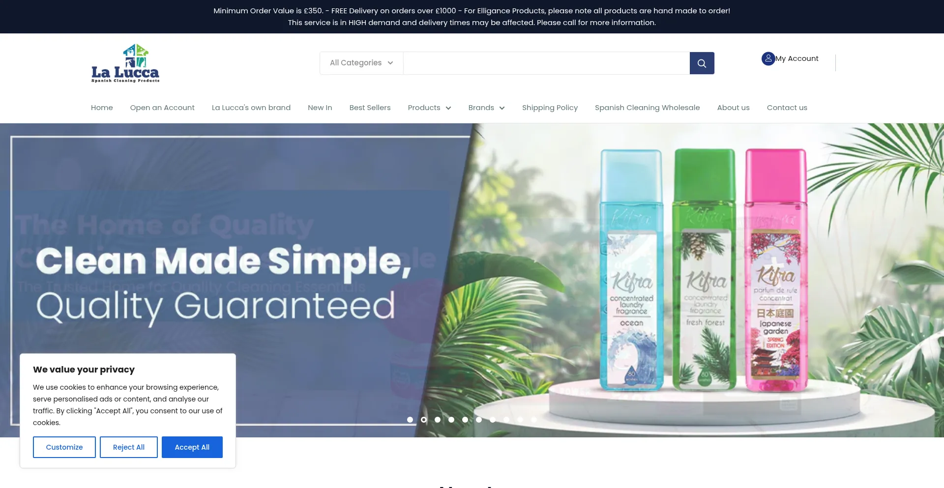 Website screenshot of Laluccawholesale.com