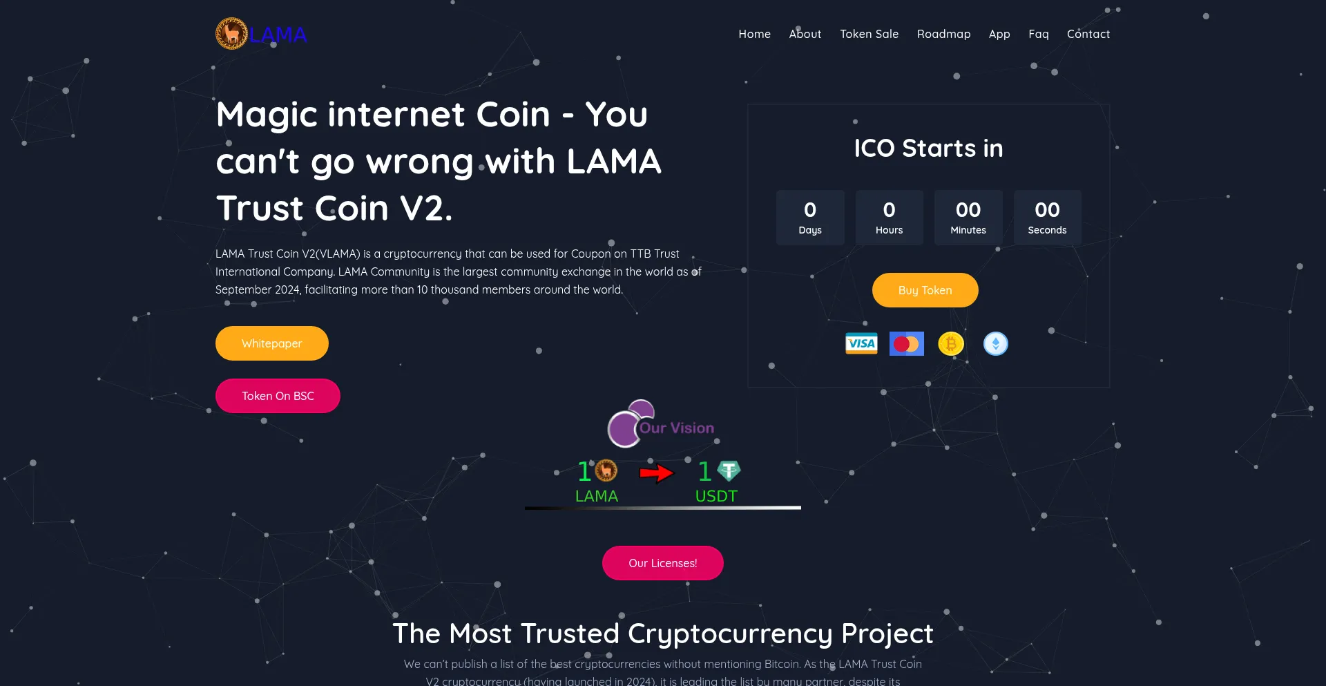 Website screenshot of Lamacoin.info