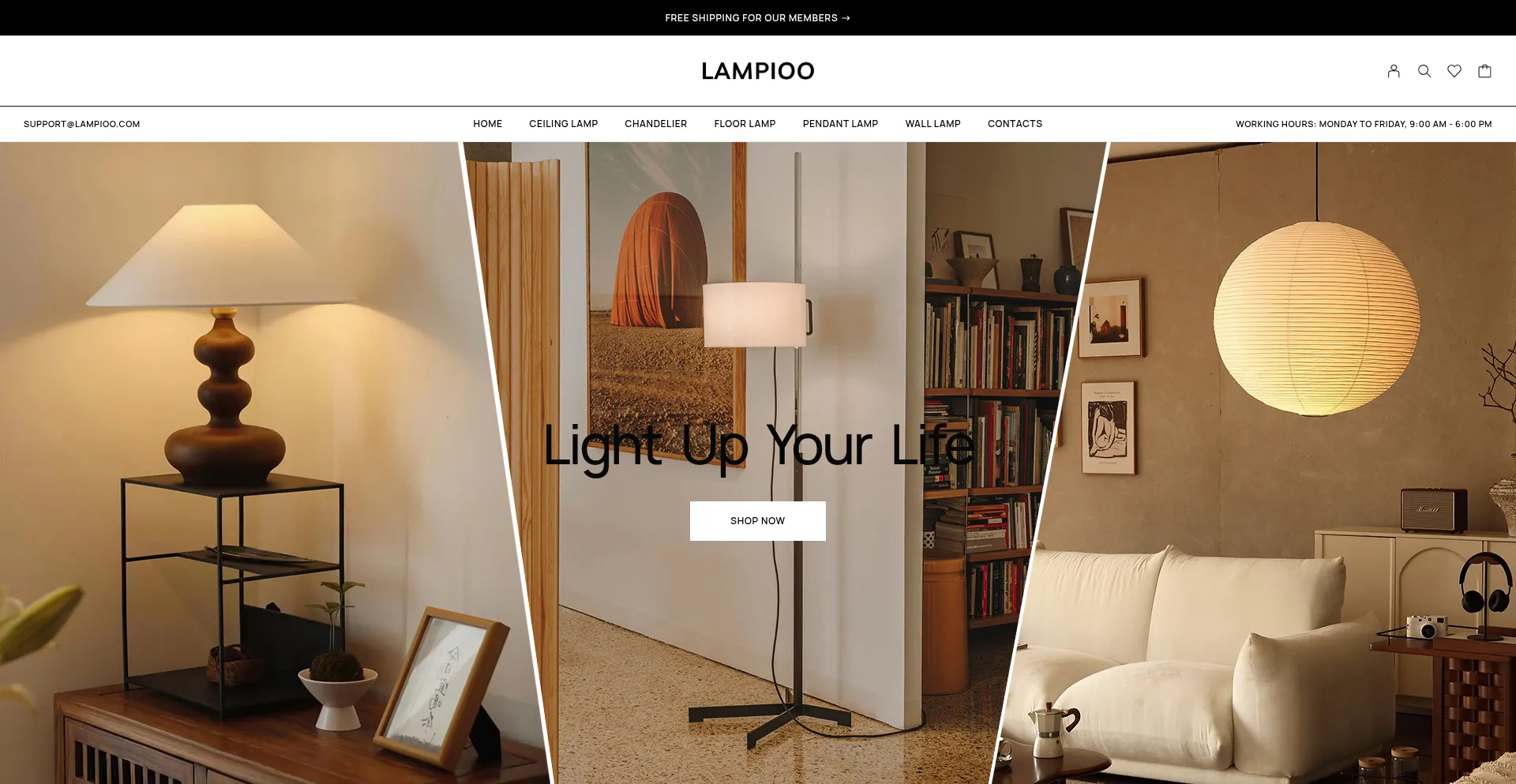 Website screenshot of Lampioo.com