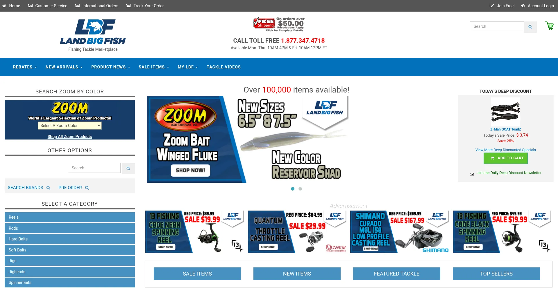 Website screenshot of Landbigfish.com