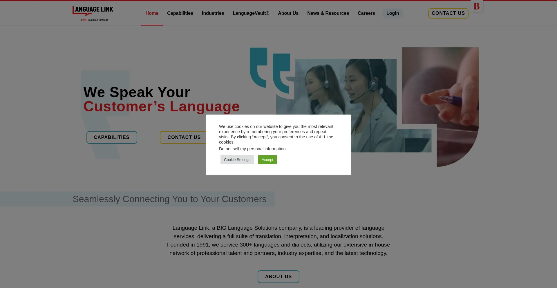 Website screenshot of Language.link